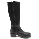 Черни дамски ботуши, естествен набук - всекидневни обувки за есента и зимата N 100016662