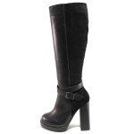 Черни дамски ботуши, естествен набук - официални обувки за есента и зимата N 100016670