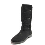 Черни дамски ботуши, естествен набук - всекидневни обувки за есента и зимата N 100016654