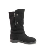 Черни дамски ботуши, естествен набук - всекидневни обувки за есента и зимата N 100016654