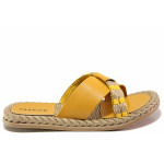 Жълти дамски чехли, еко-кожа - всекидневни обувки за пролетта и лятото N 100016673