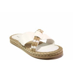 Бели дамски чехли, еко-кожа - ежедневни обувки за пролетта и лятото N 100016676