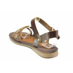 Кафяви дамски сандали, естествена кожа - всекидневни обувки за пролетта и лятото N 100016681