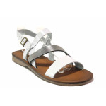 Бели дамски сандали, естествена кожа - ежедневни обувки за пролетта и лятото N 100016682