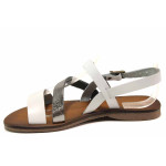 Бели дамски сандали, естествена кожа - ежедневни обувки за пролетта и лятото N 100016682