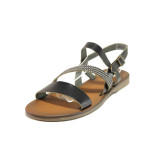 Черни дамски сандали, естествена кожа - всекидневни обувки за пролетта и лятото N 100016683
