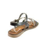 Черни дамски сандали, естествена кожа - всекидневни обувки за пролетта и лятото N 100016683
