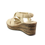 Бежови дамски сандали, естествена кожа - ежедневни обувки за пролетта и лятото N 100016684