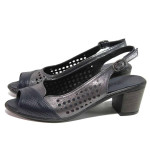 Сини дамски сандали, естествена кожа - всекидневни обувки за пролетта и лятото N 100016679