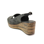 Черни дамски сандали, естествена кожа - ежедневни обувки за пролетта и лятото N 100016686