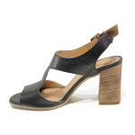 Черни дамски сандали, естествена кожа - всекидневни обувки за пролетта и лятото N 100016706