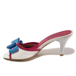 Бели дамски чехли, естествена кожа - всекидневни обувки за пролетта и лятото N 100016709