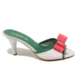 Бели дамски чехли, естествена кожа - ежедневни обувки за пролетта и лятото N 100016710