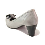Сиви дамски обувки със среден ток, естествена кожа - ежедневни обувки за пролетта и лятото N 100016712