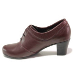 Винени анатомични дамски обувки със среден ток, естествена кожа - всекидневни обувки за пролетта и лятото N 100016713