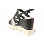 Черни дамски сандали, естествена кожа - ежедневни обувки за пролетта и лятото N 100016735