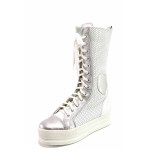 Бели летни дамски боти, естествена кожа - ежедневни обувки за пролетта и лятото N 100016739