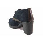 Тъмносини дамски боти, естествен велур - ежедневни обувки за есента и зимата N 100016741