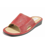 Червени дамски чехли, здрава еко-кожа - ежедневни обувки за пролетта и лятото N 100016744