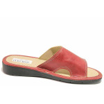 Червени дамски чехли, здрава еко-кожа - ежедневни обувки за пролетта и лятото N 100016744
