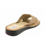 Бежови дамски чехли, здрава еко-кожа - всекидневни обувки за пролетта и лятото N 100016745