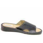 Тъмносини дамски чехли, здрава еко-кожа - ежедневни обувки за пролетта и лятото N 100016746