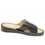 Черни дамски чехли, здрава еко-кожа - всекидневни обувки за пролетта и лятото N 100016747