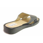 Черни дамски чехли, здрава еко-кожа - всекидневни обувки за пролетта и лятото N 100016747