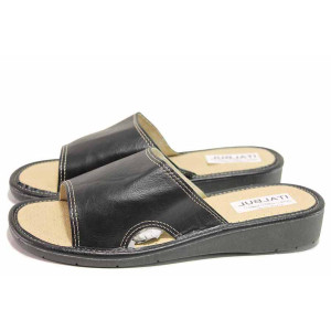 Черни дамски чехли, здрава еко-кожа - всекидневни обувки за пролетта и лятото N 100016747