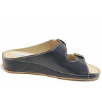 Сини дамски чехли, здрава еко-кожа - всекидневни обувки за пролетта и лятото N 100016743
