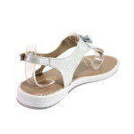 Сребристи дамски сандали, естествена кожа - ежедневни обувки за пролетта и лятото N 100016766