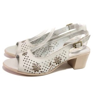 Бежови анатомични дамски сандали, естествена кожа - ежедневни обувки за пролетта и лятото N 100016764