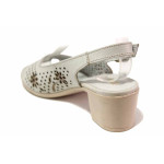 Бежови анатомични дамски сандали, естествена кожа - ежедневни обувки за пролетта и лятото N 100016764