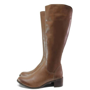 Кафяви анатомични дамски ботуши, естествена кожа - ежедневни обувки за есента и зимата N 100016768