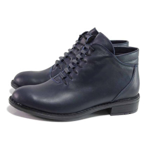 Тъмносини анатомични дамски боти, естествена кожа - ежедневни обувки за есента и зимата N 100016842