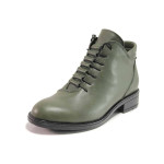 Зелени анатомични дамски боти, естествена кожа - ежедневни обувки за есента и зимата N 100016839