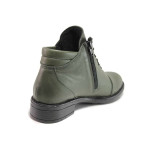 Зелени анатомични дамски боти, естествена кожа - ежедневни обувки за есента и зимата N 100016839