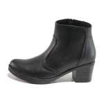 Черни дамски боти, естествена кожа - ежедневни обувки за есента и зимата N 100016837