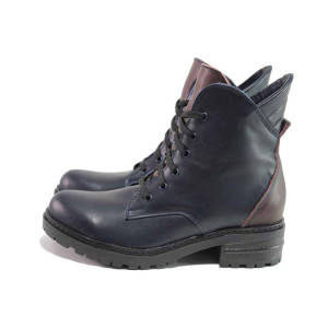 ТъмноСини анатомични дамски боти, естествена кожа - ежедневни обувки за есента и зимата N 100016833