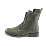 Зелени дамски боти, естествена кожа - ежедневни обувки за есента и зимата N 100016836