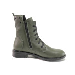 Зелени дамски боти, естествена кожа - ежедневни обувки за есента и зимата N 100016836