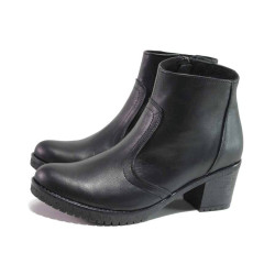 Черни анатомични дамски боти, естествена кожа - ежедневни обувки за есента и зимата N 100016837