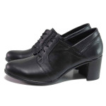 Черни дамски обувки със среден ток, естествена кожа - всекидневни обувки за есента и зимата N 100016919