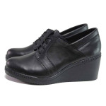Черни дамски обувки с платформа, естествена кожа - всекидневни обувки за есента и зимата N 100016917