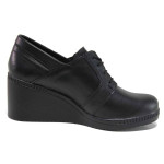 Черни дамски обувки с платформа, естествена кожа - всекидневни обувки за есента и зимата N 100016917