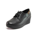 Черни дамски обувки с платформа, естествена кожа - ежедневни обувки за есента и зимата N 100016938