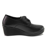 Черни дамски обувки с платформа, естествена кожа - ежедневни обувки за есента и зимата N 100016938