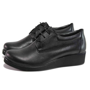 Черни дамски обувки с платформа, естествена кожа - ежедневни обувки за есента и зимата N 100016942