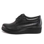 Черни дамски обувки с платформа, естествена кожа - ежедневни обувки за есента и зимата N 100016942