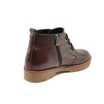 Винени дамски боти, естествена кожа - ежедневни обувки за есента и зимата N 100016954